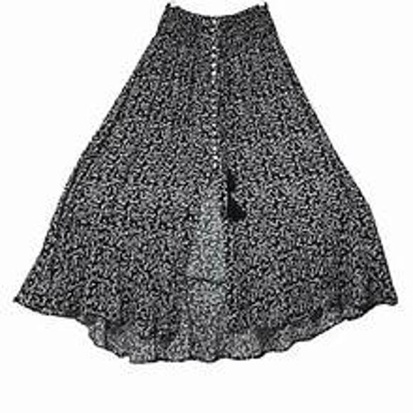 Rachel Zoe Black & White Boho Ditsy Floral High-Waist Skirt – Size M - Picture 1 of 7